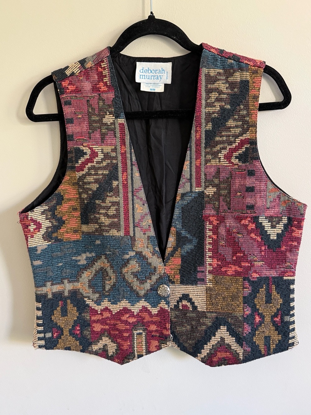 VINTAGE Deborah Murray made in Canada tapestry Aztec vest southwestern
